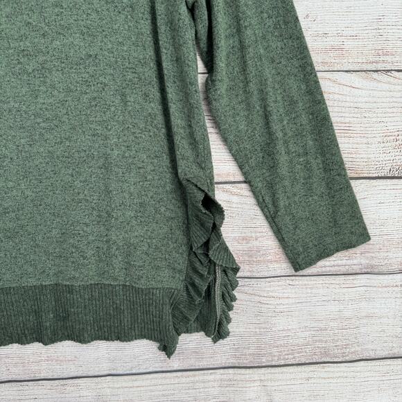 Postage Stamp Anthropologie V-Neck Sweater Womens Medium Green Stretch - Picture 7 of 12